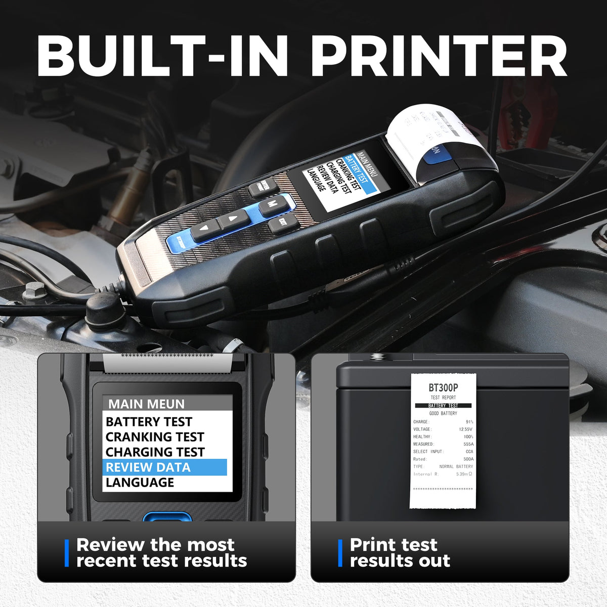 TOPDON BT300P batteritester med klemmer