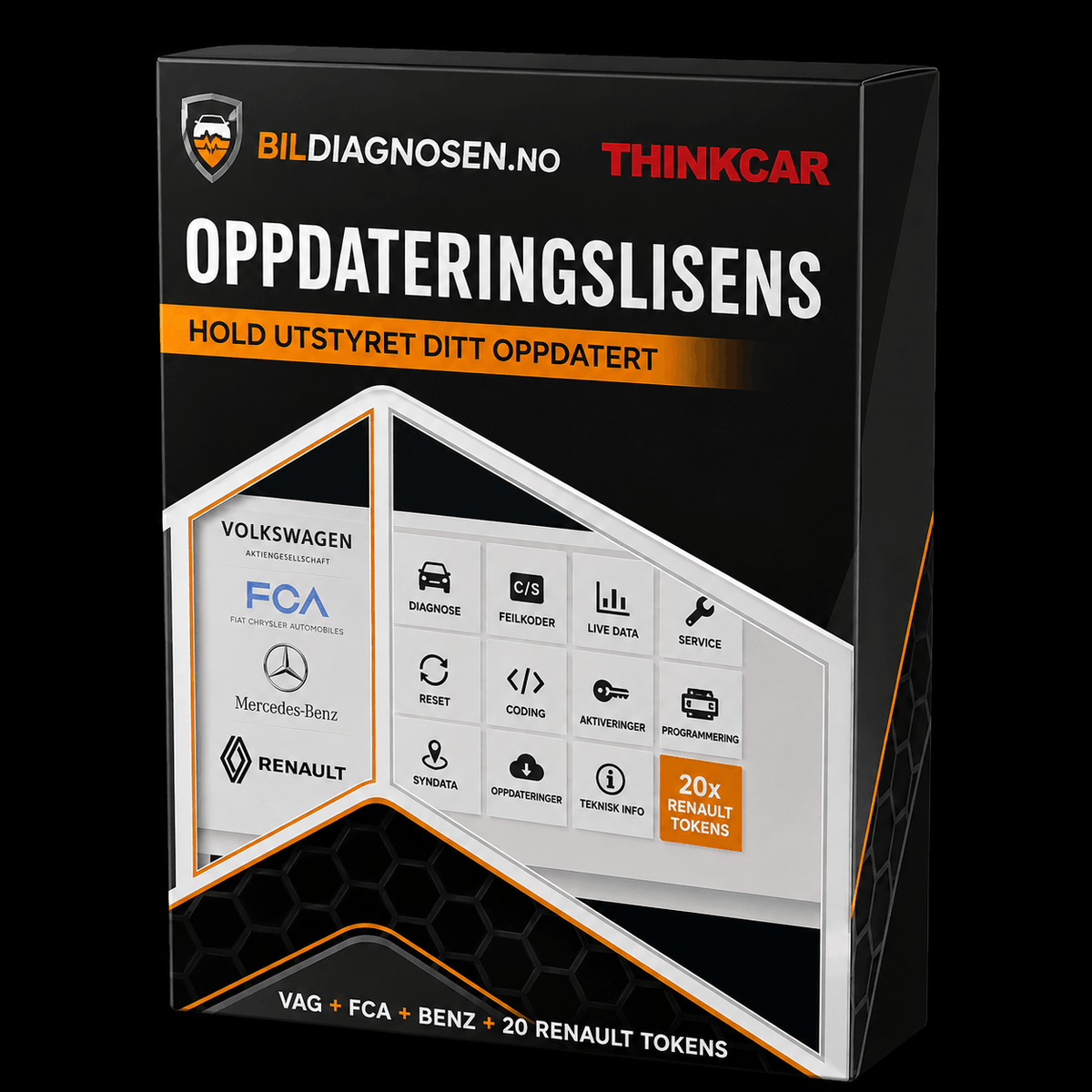 THINKCAR oppdateringslisens for VAG, FCA, Benz og 20 Renault-tokens.